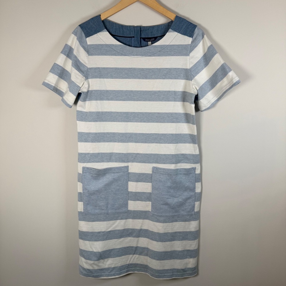 NEW Joules Seren Striped Shift Mini T-Shirt Dress Size 8 Short Sleeve Cotton NWT
